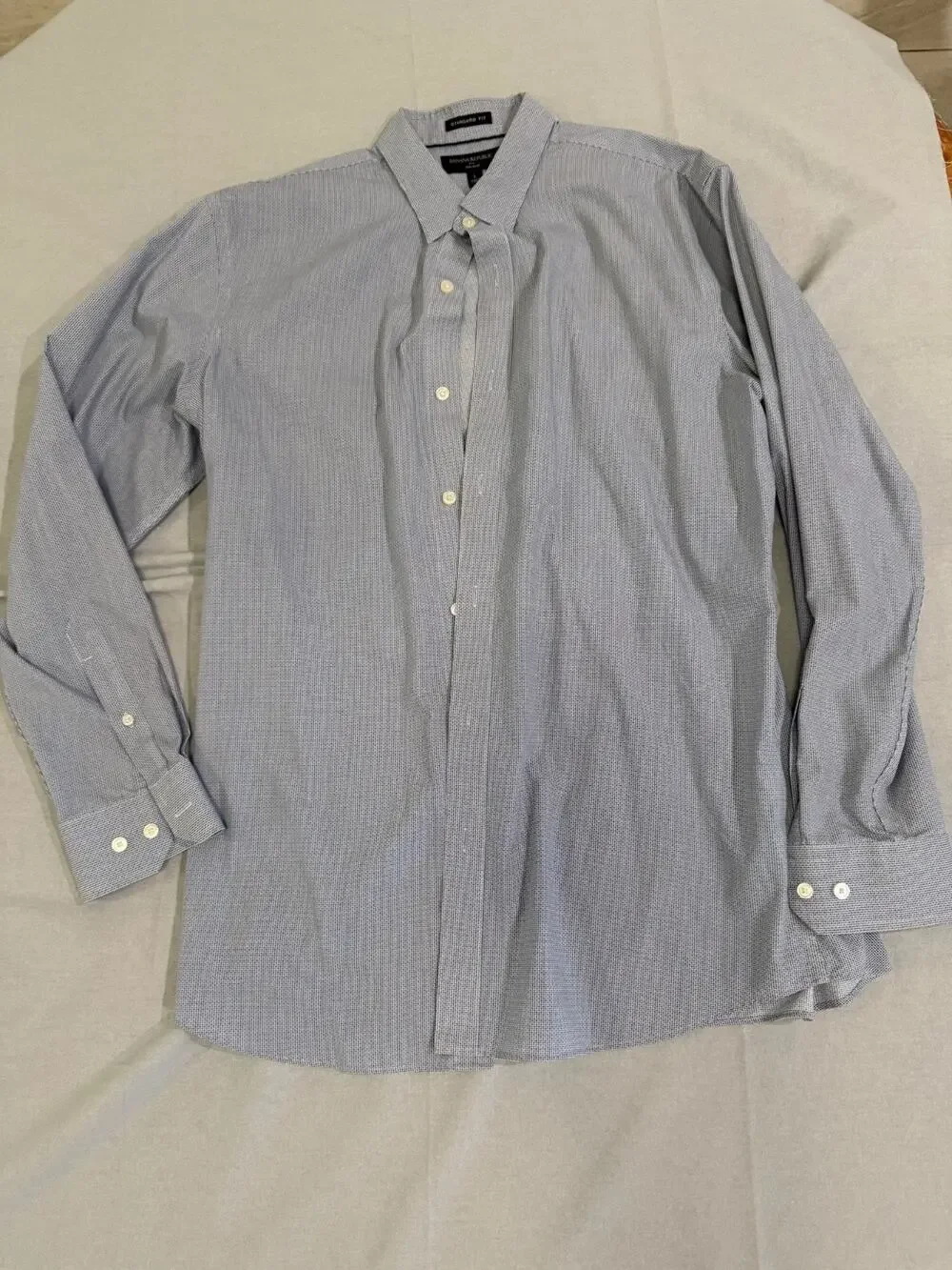 Banana Republic Dress Shirt Mens L 16-16.5 34/35 Blue White Geometric